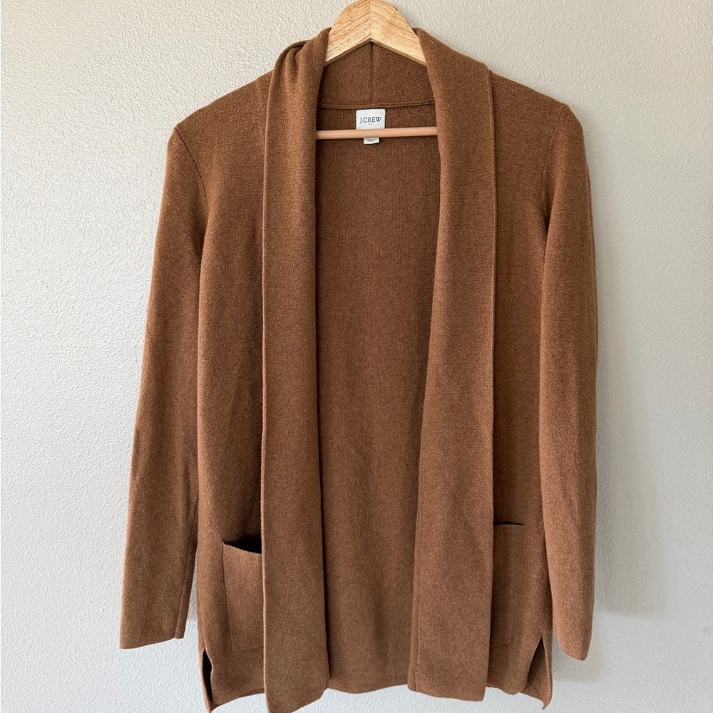 J. Crew Chelsea Sweater Blazer Hybrid Camel Brown Open-Front Cardigan Size XS - Picture 3 of 8